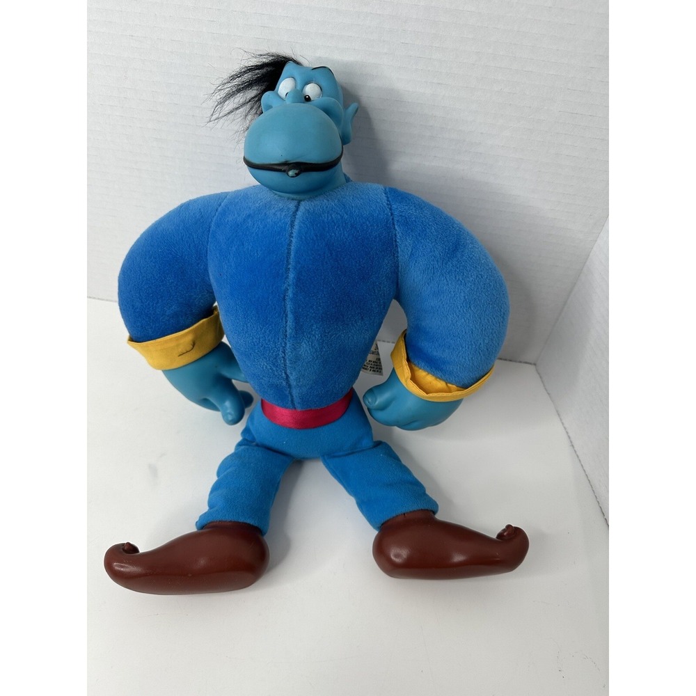 VTG 1992 Disneyland Aladdin Genie Plush Doll Vinyl Head Hands Feet 15" Korea